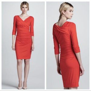 Diane Von Furstenberg Red Long-Sleeve Ruched Sheath Dress